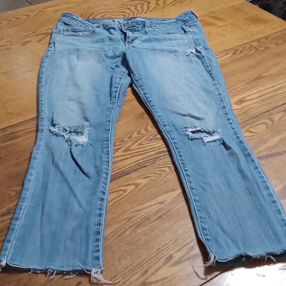 AMERICAN EAGLE JEANS Womens 8 DENIM Preowned BLUE DISTRESSED Stretch Used